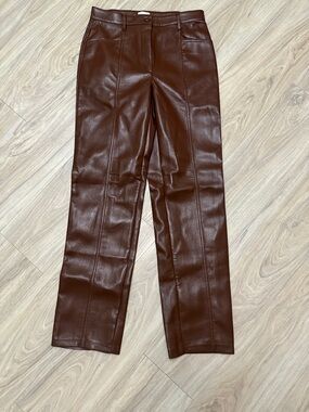Aritzia Brown vegan Leather high-waisted Pants (never worn!)